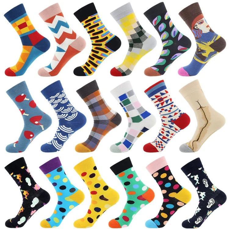 Adults Custom Sock Happy Design High Elastic Colorful Dress Breathable Sport Sock Cotton Fashion Women Men Socks