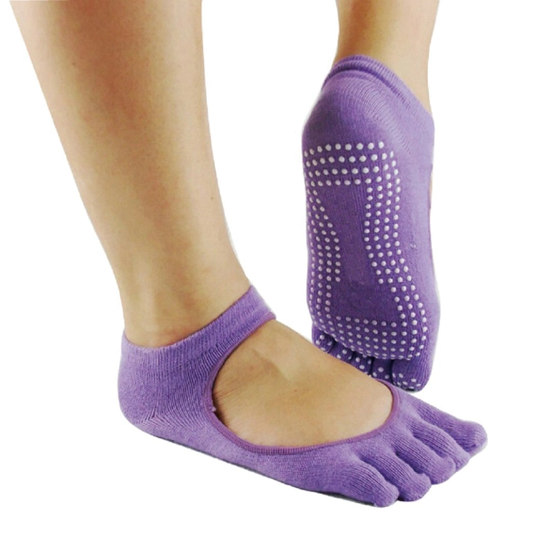 Custom Logo Women Non-Slip Grips 5 Toes Grip Yoga Socks
