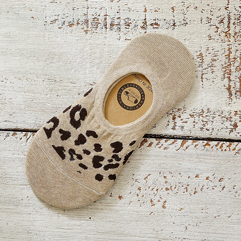 Leopard Breathable Cotton Comfortable Silicone Non-Slip Invisible Low Cut Socks
