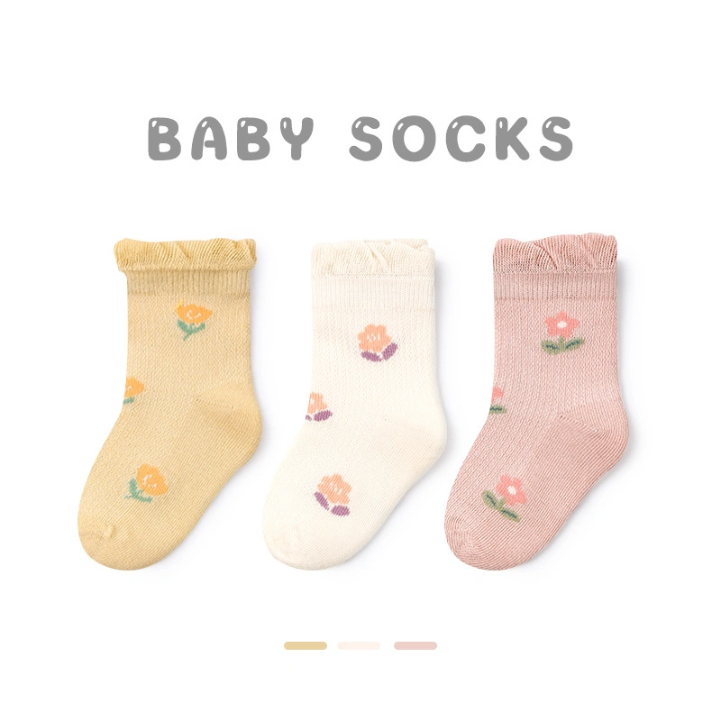 Baby Floral Wholesale Organic Cotton Tag-Free Softy Short Breathable Seamless Socks