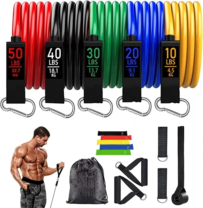 Resistance Bands TPE Sets Deluxe 17 Pieces Strength Training Fitness 150 Lbs