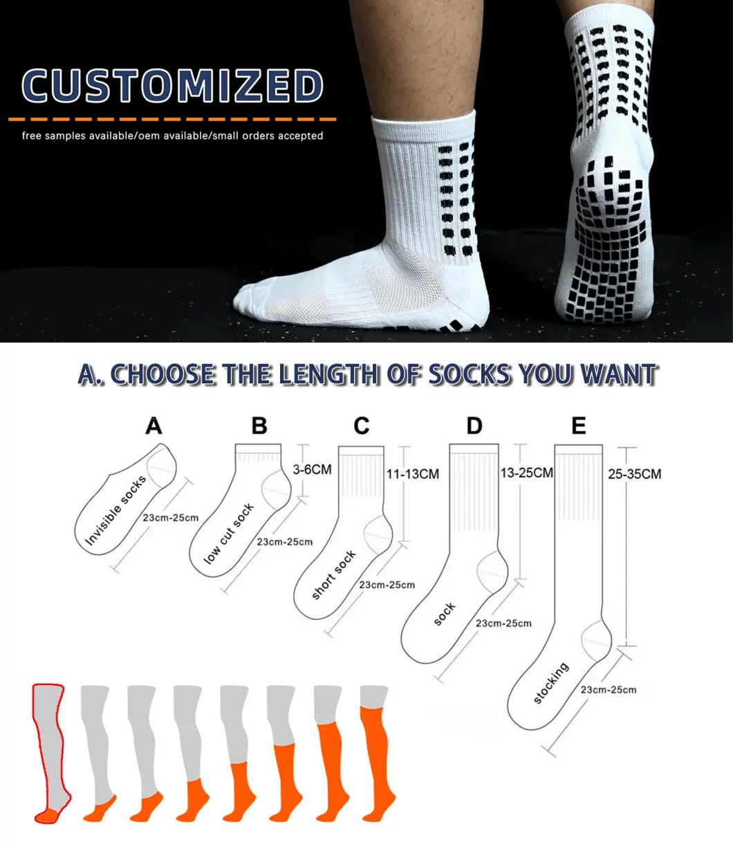 Custom Design Anti Slip Soccer Socks Athletic Men Custom Logo Grip Socks