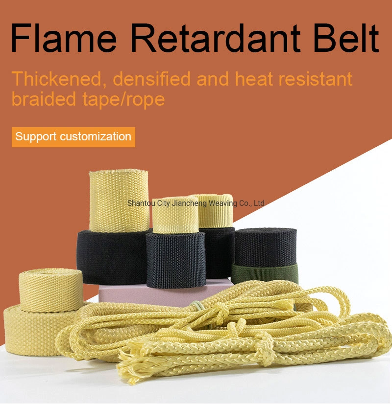 Fireproof Heat Insulation High Strength Braided Webbing Aramid Fiber Power Bundling Rope