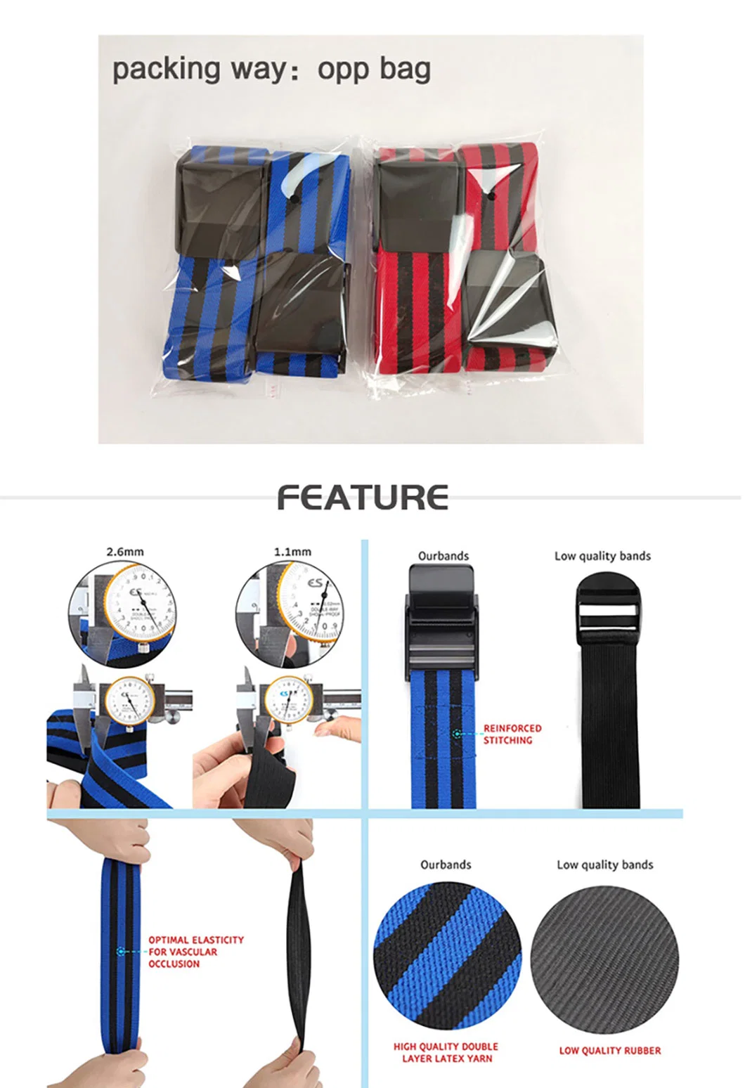 Custom Blood Flow Private Label Bfr Butt Bands Occlusion Fabric Adjustable Resistance Band Bfr Bands Legs