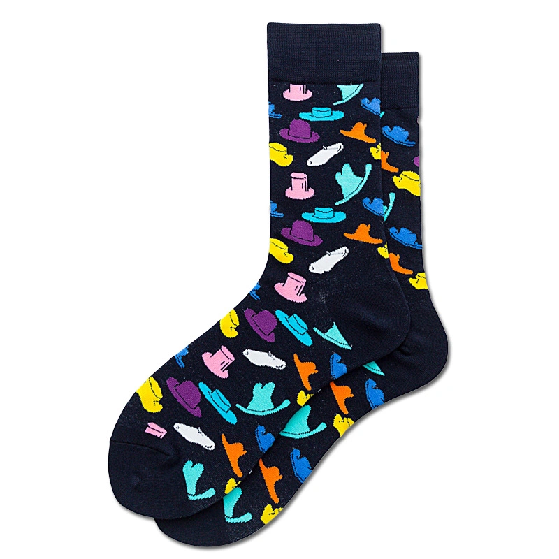 Xianghui Wholesale Custom Women Fashion Colorful Jacquard Tube Cotton Crew Happy Socks