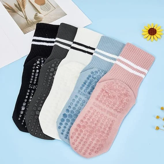 American Trends Pilates Socks with Grips for Women Yoga Socks Barre Socks Non-Slip Socks