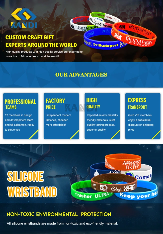 High Quality Bulk Cheap Printing Silicone Wristband for Promotional