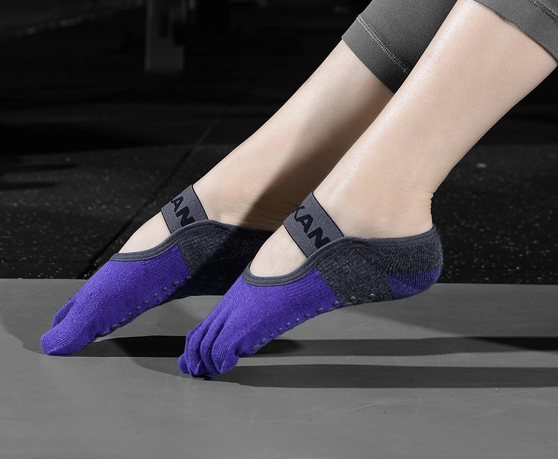 Terry Anti-Slip Five-Finger High Cotton Amount of Five-Toe Sports Dotted Rubber Wear Ladies Yoga Socks