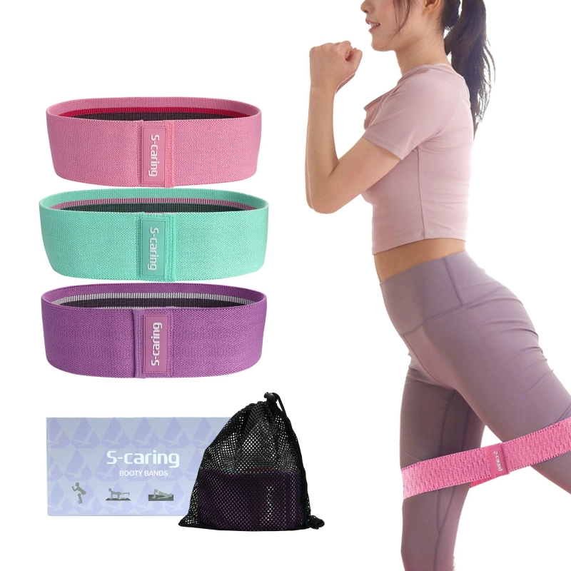 Sinocare Wholesale Custom Logo Print Fabric Fitness Exercise Booty Hip Band Set Workout Loop Resistance Bands