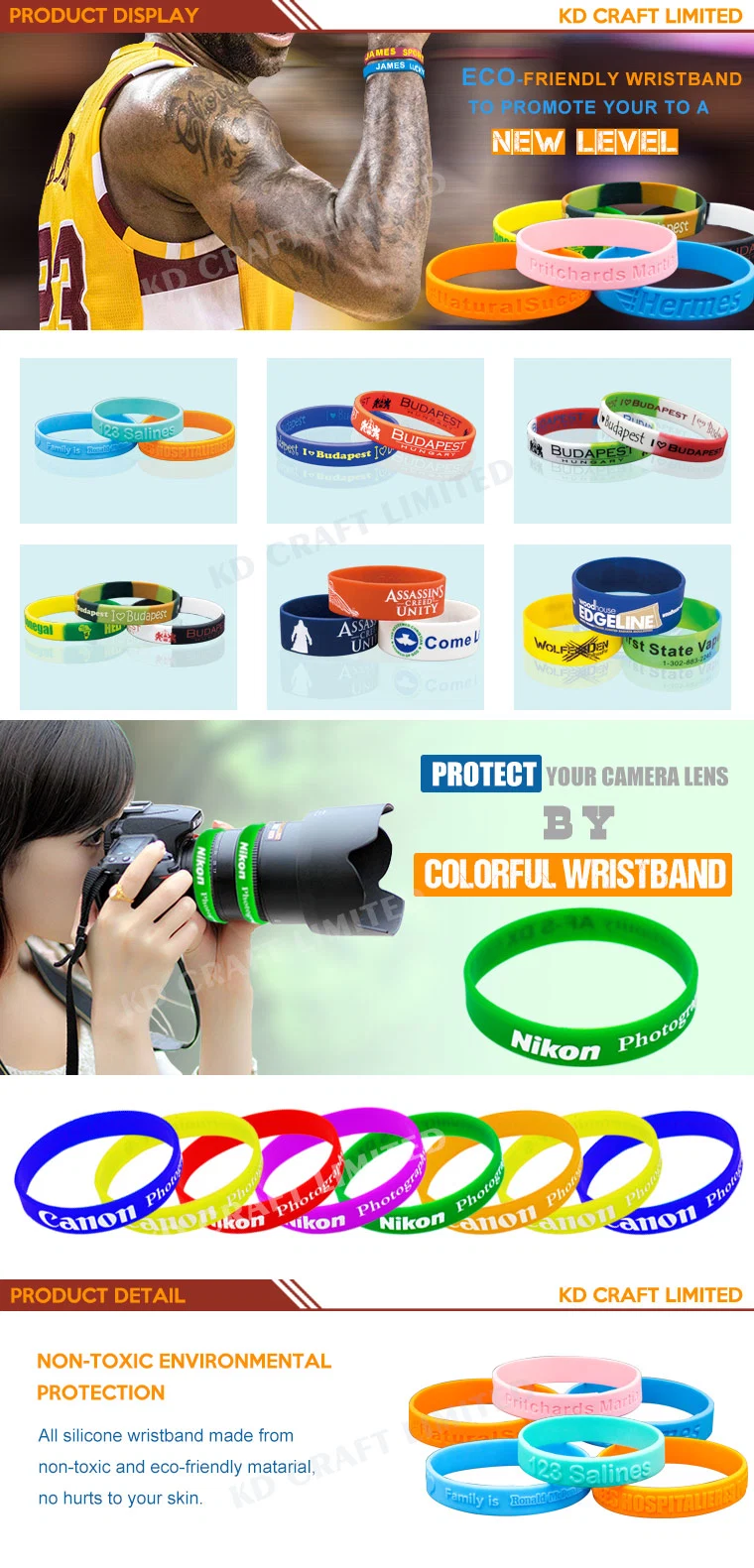 Factory Directly Supply Width Printed Logo Splendid Exquisite Eco-Friendly Fashion Style Cheap Silicone Segmented Debossed Wristband for Promotional Gift