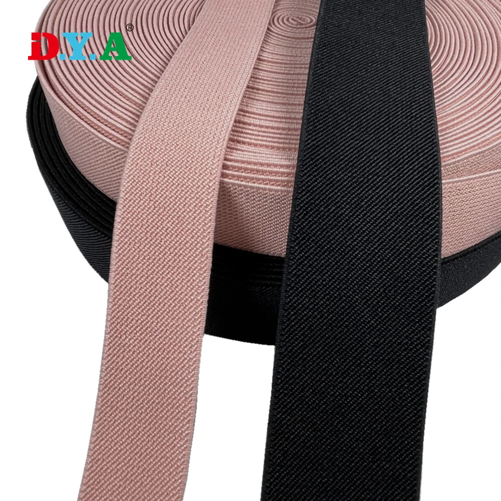 Customize Color Width Twill Elastic Band Thicken Polyester Elastic Band for Garment Bag Shoes Waistband