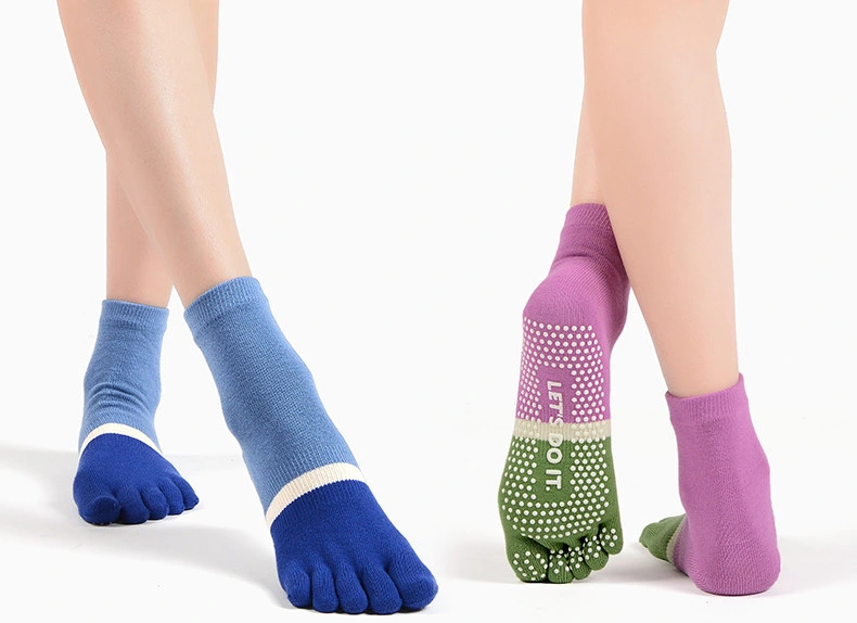 Yoga Five Finger Anti Slip Short Split Finger Sports and Fitness Female Floor Socks