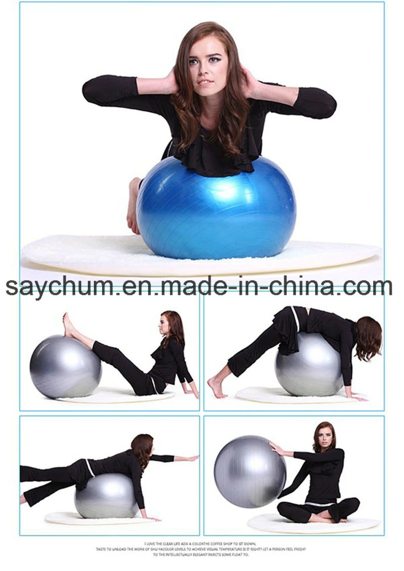 Custom Logo Sports Yoga Balls Bola Pilates Fitness Gym Balance Fitball Exercise Pilates Workout Massage Ball 45cm 55cm 65cm 75cm