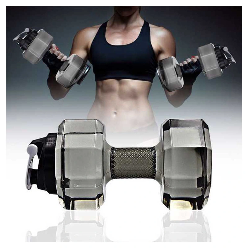 Training Equipment Portable Gym Fitness Dumbbell Shape Water Filled Bottle 2.2L Water Bottle Dumbbell