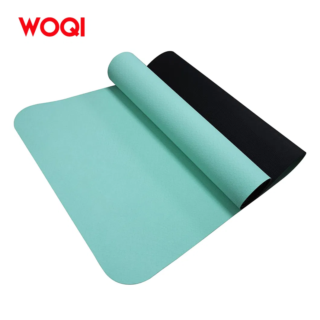 Woqi 6mm Non Slip TPE Printed Yoga Mat with Handbag Suitable for Pilates Home Fitness Mats