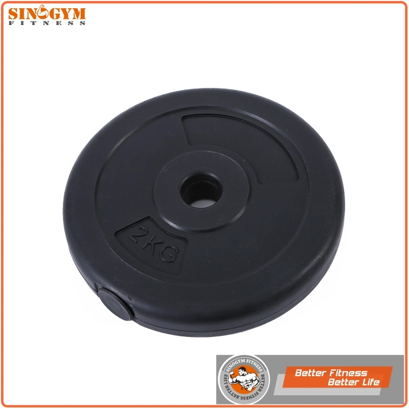 Black Plastic Round PE Cement Dumbbell Weightlifting Weight Plate