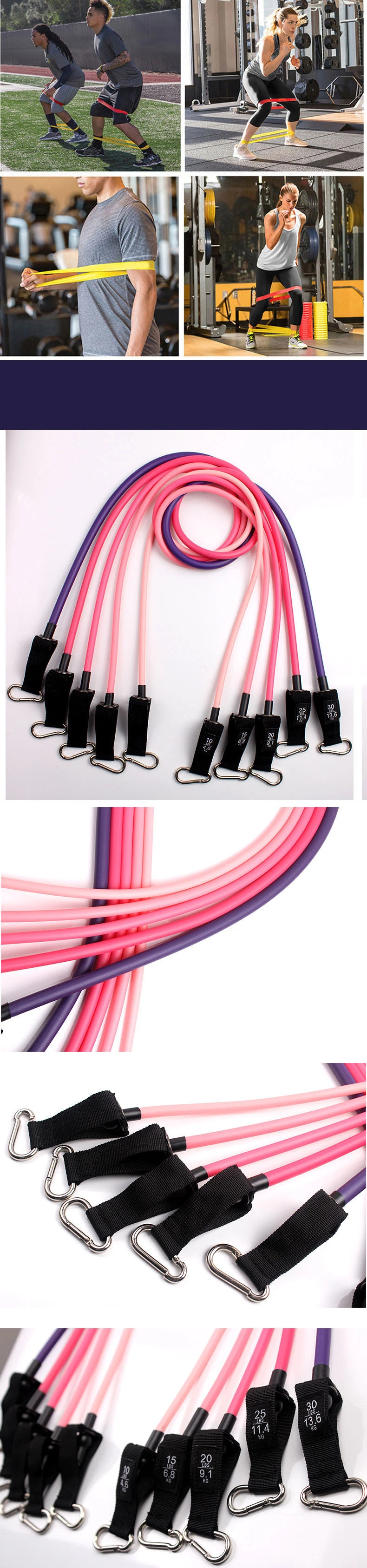 Custom Logo 18 Pieces Resistance Bands, Resistance Band &amp; Tube Band