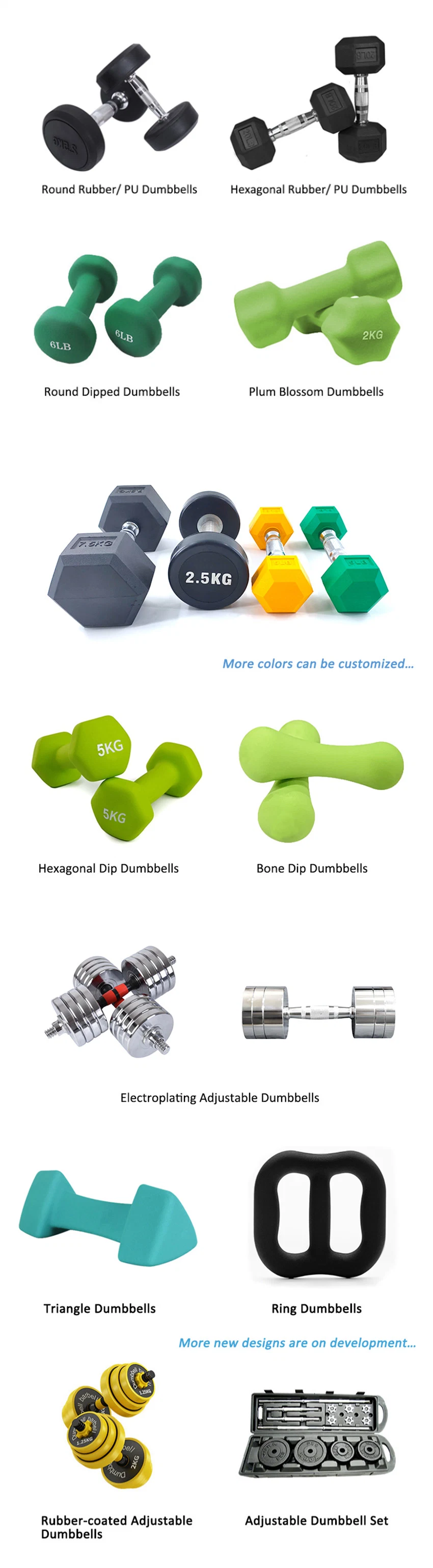 Gym Rubber Fitness Equipment Free Weight Fitness PU Urethane Set Dumbbell