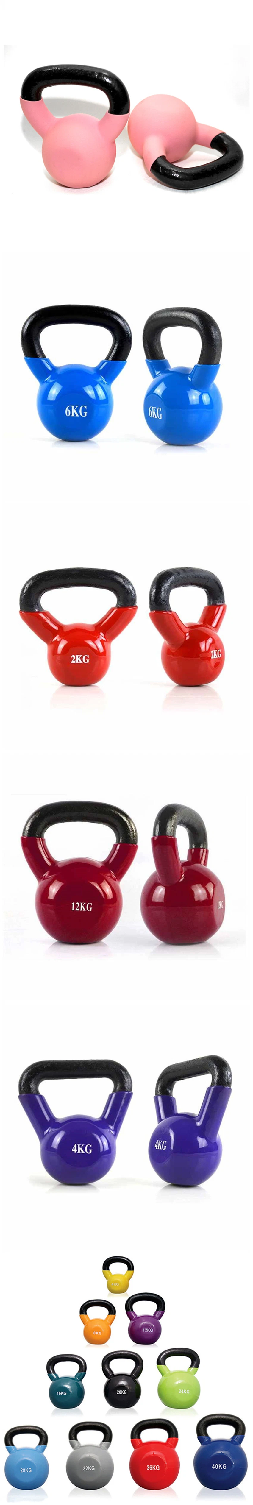 Custom Colorful PVC Dipping Coated Vinyl Color DIP Plastic Gym Power Block Kettlebells Cast Iron Competition Kettlebell