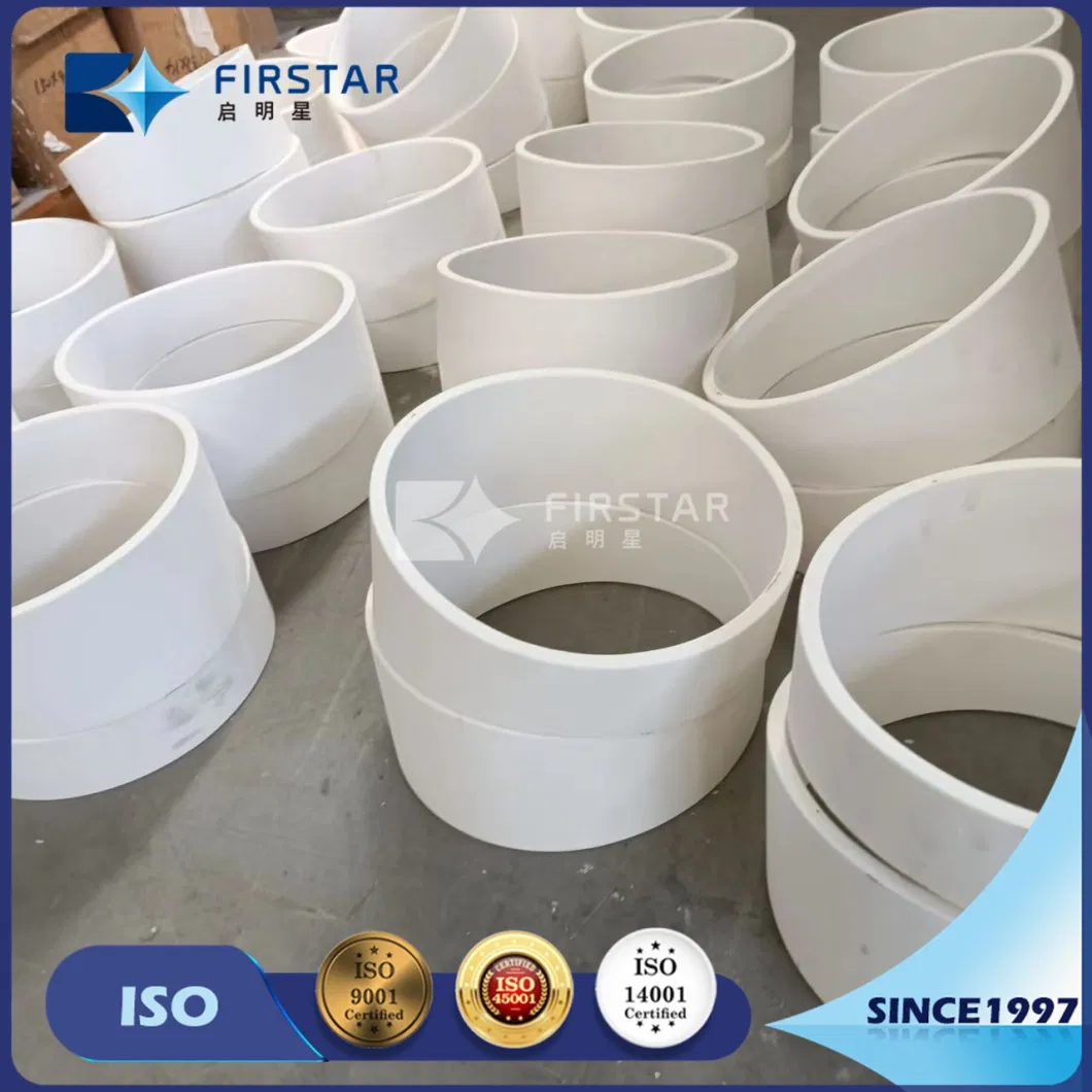 Abrasion Resistance Alumina Ceramic Curved Tubes for Weldeable Pipe Bend Elbow