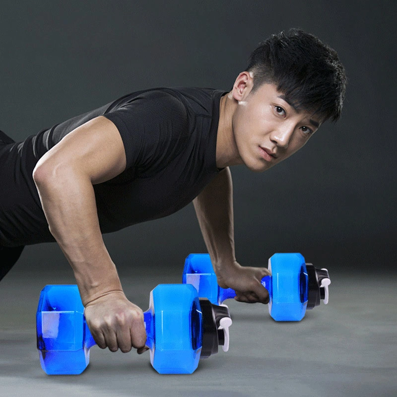Training Equipment Portable Gym Fitness Dumbbell Shape Water Filled Bottle 2.2L Water Bottle Dumbbell