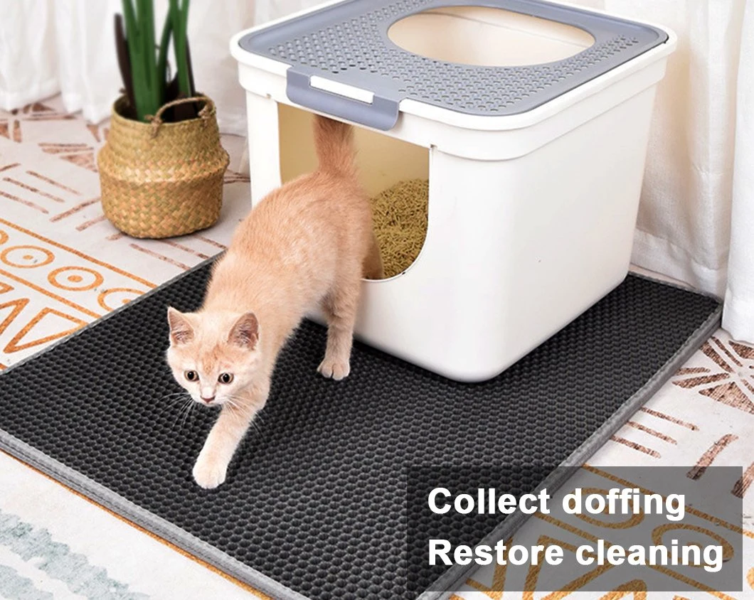 Amazon Best Selling Scatter Control Double Layer Pet Mat EVA Cat Litter Mat with Handles for Kitty Behavior Training