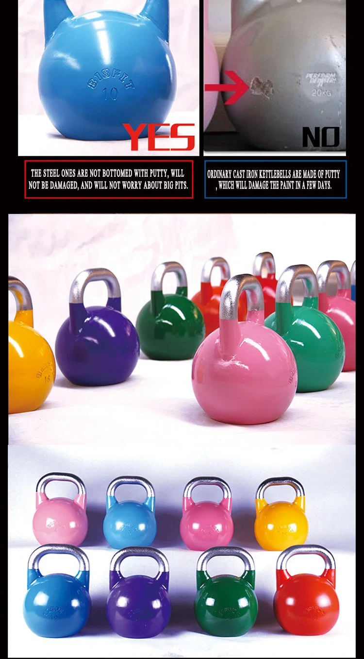 Top Grade Custom Logo Colorful Kettle Bell Competition Weightlifting Steel Kettlebells