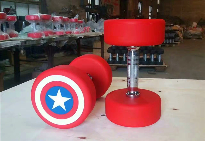 Best Quality Fitness Equipment/Gym Equipment Captain America PU Dumbbell