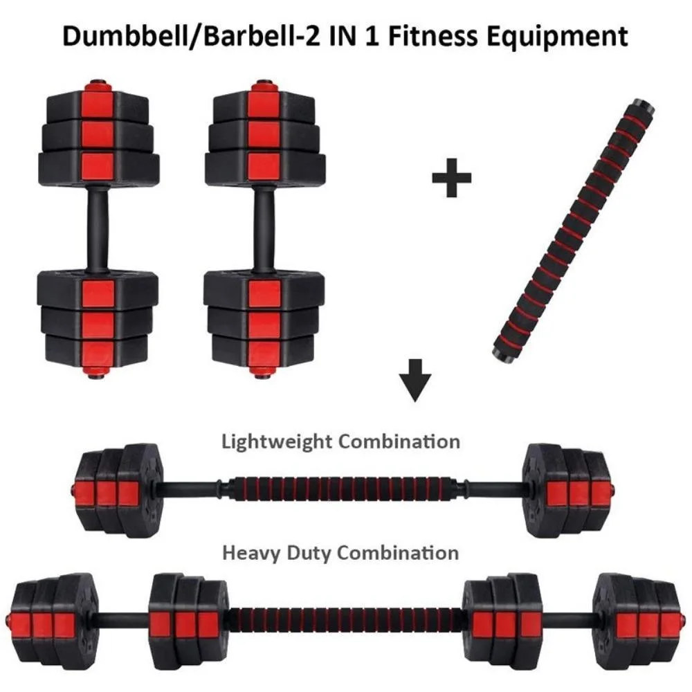 Adjustable Weight Plate with Crank Barbells Fitness Dumbbell Set 2 in 1 Home Fitness Equipment for Men and Women Bl19648