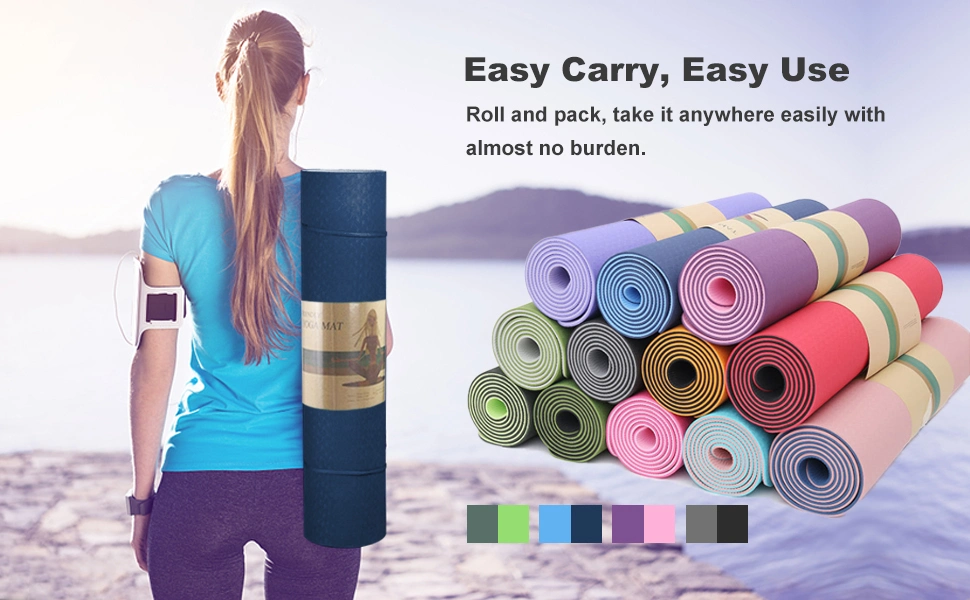 TPE Yoga Mat 1/3 Inch Exercise Mats 8mm TPE Pilates Yoga Mats