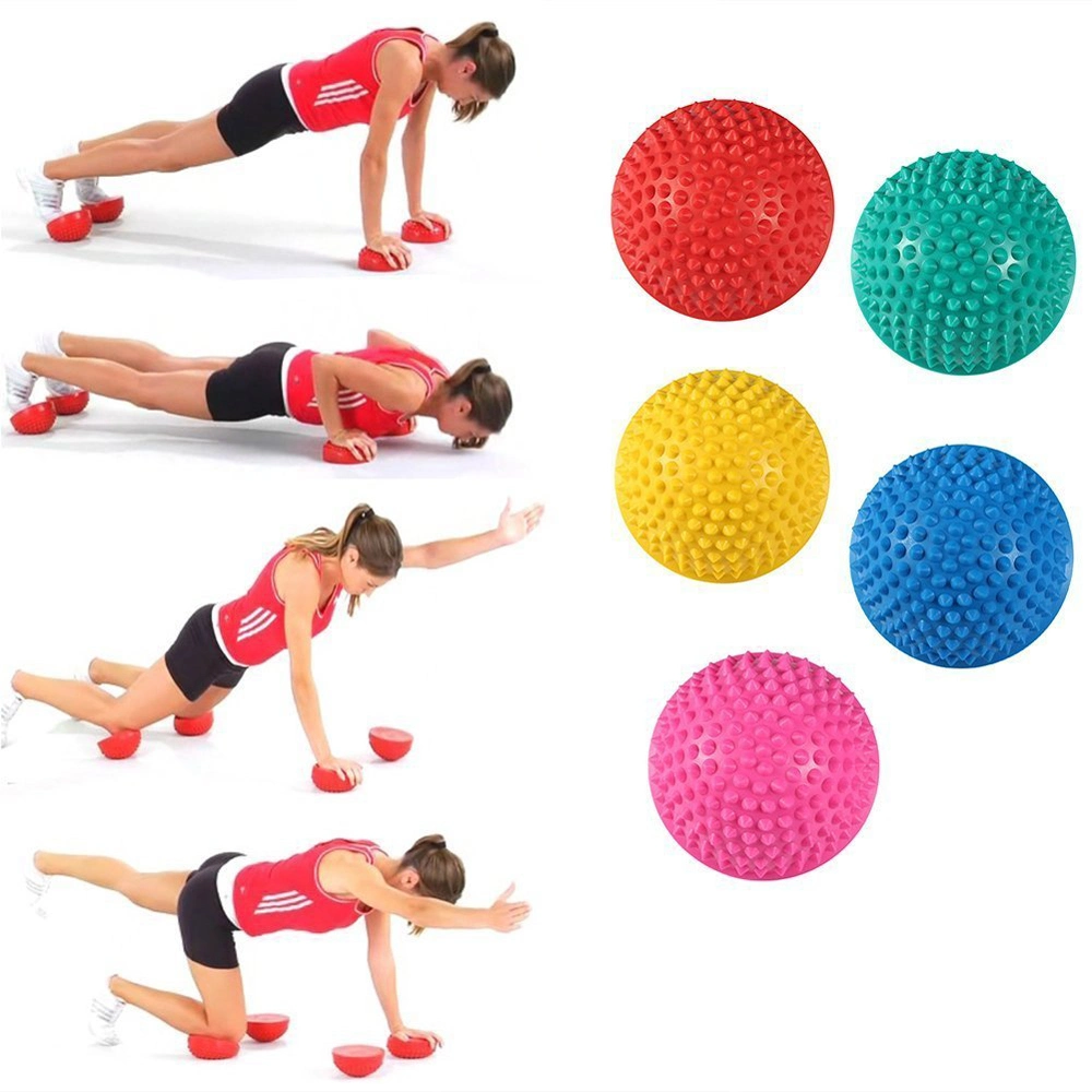 Half Round Spiky Massage Anti Burst Fitness Yoga Balance Gym Ball with Pump