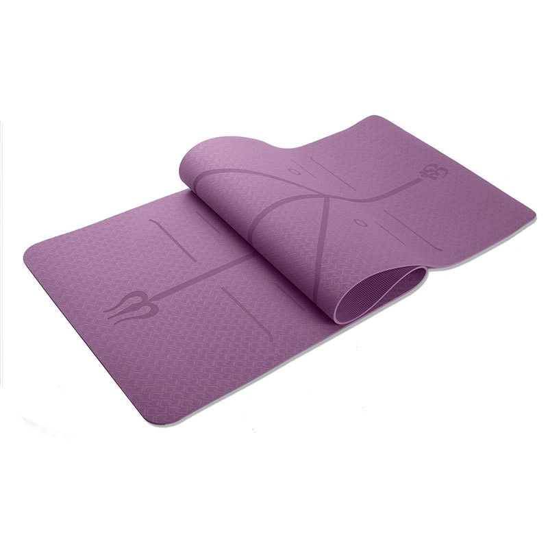 Home Use Pilates Eco-Friendly Anti-Slip Yoga Mat Exercise Equipment TPE Yoga Mat with Body Lines