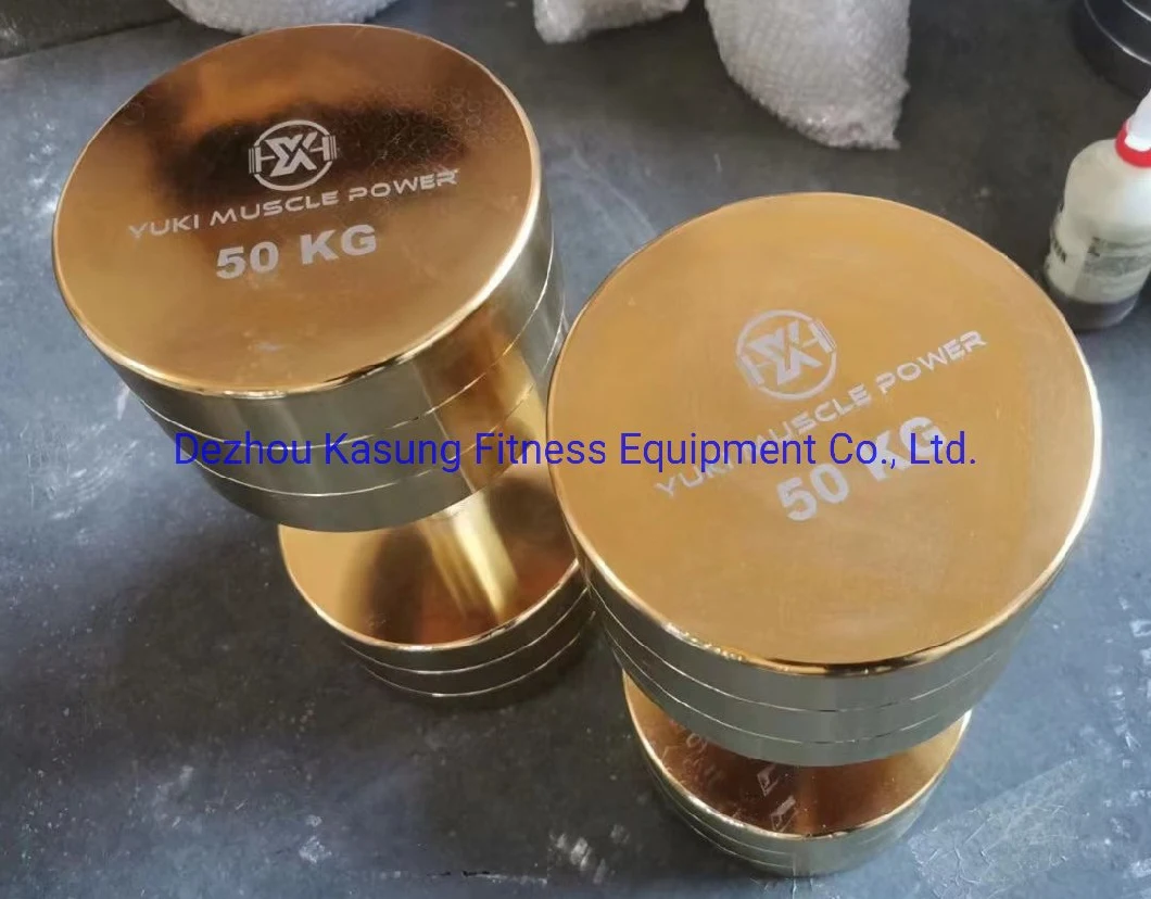 2023 Kic Fitness Gold Steel Dumbbell with Max Weight 120kg
