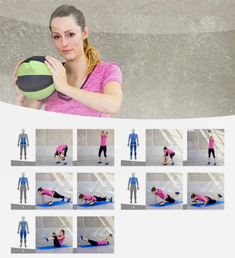 High-Quality Gym Equipment Two Color Rubber Weight Ball Medicine Ball Fitness Yoga Ball