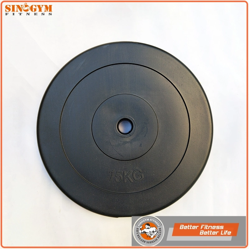 Black Plastic PE Cement Dumbbell Weight Plate