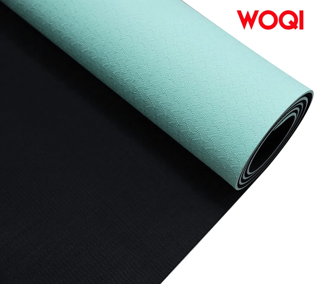 Woqi 6mm Non Slip TPE Printed Yoga Mat with Handbag Suitable for Pilates Home Fitness Mats