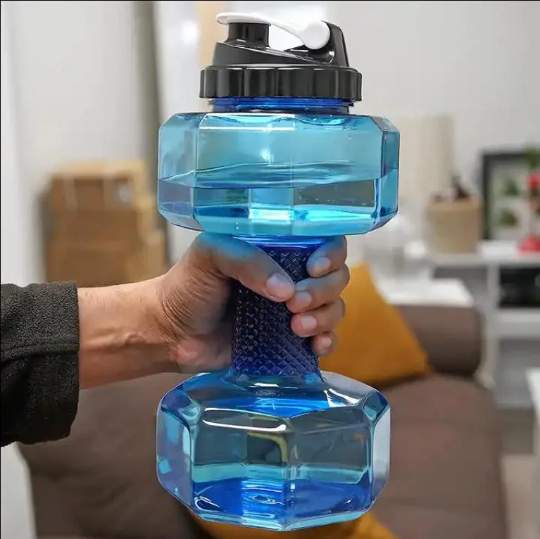 Portable Gym Fitness Dumbbell Shape Water Filled Water Bottle Dumbbell