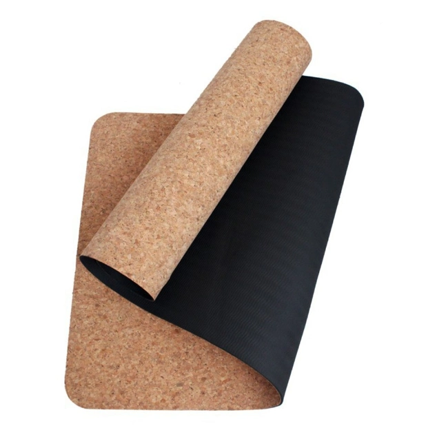 Light Eco Envoriment Easy to Carry Cork Surface TPE Yoga Mat with Strap