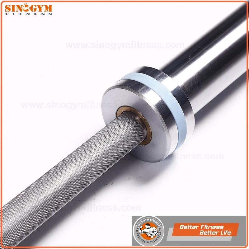 Dual Marks No Center Knurling Hardened Chrome Weightlifing Barbell Bar with Strip