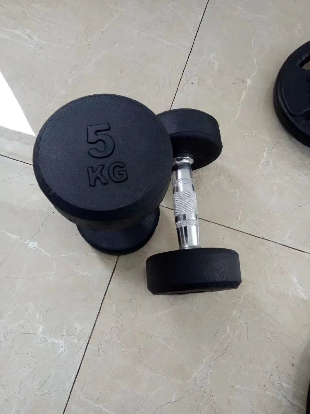 High Quality Commercial Gym Body Building Dumbbell 2.5kg-50kg Rubber Black Round Dumbbell Set