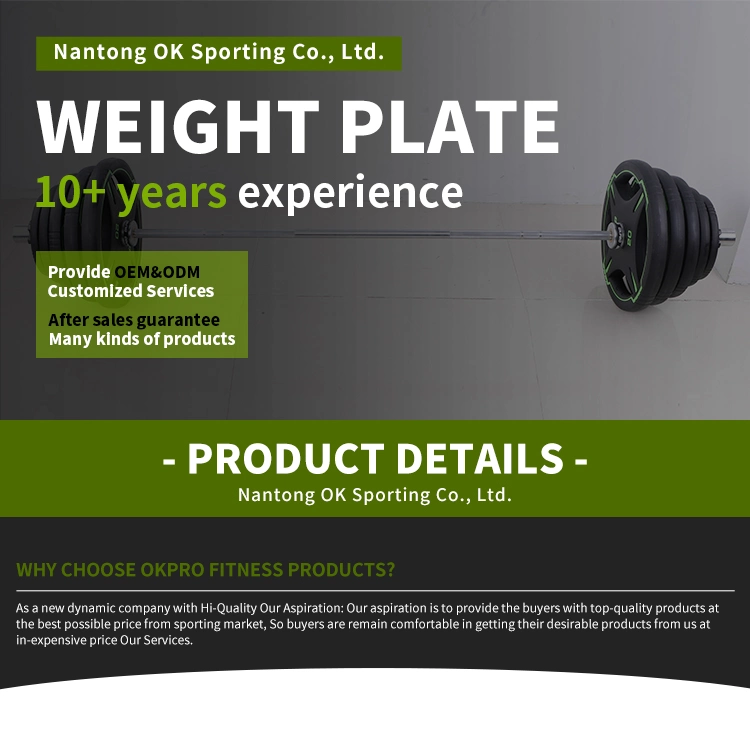 Okpro Gym Equipment Sporting Products Fitness Powerlifting Wholesale Black Urethane Barbell Plate PU Weight Plate