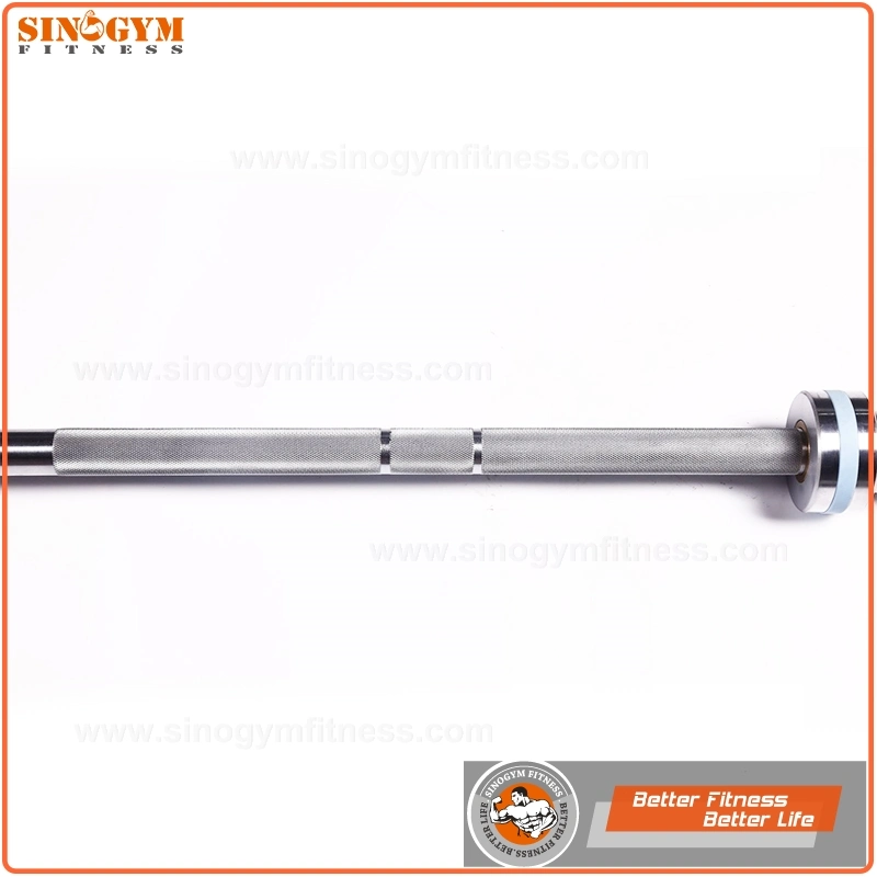 Dual Marks No Center Knurling Hardened Chrome Weightlifing Barbell Bar with Strip