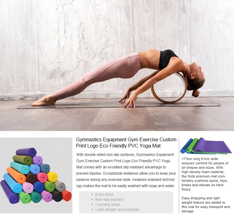 Gymnastics Equipment Gym Exercise Custom Print Logo Eco Friendly PVC Yoga Mat