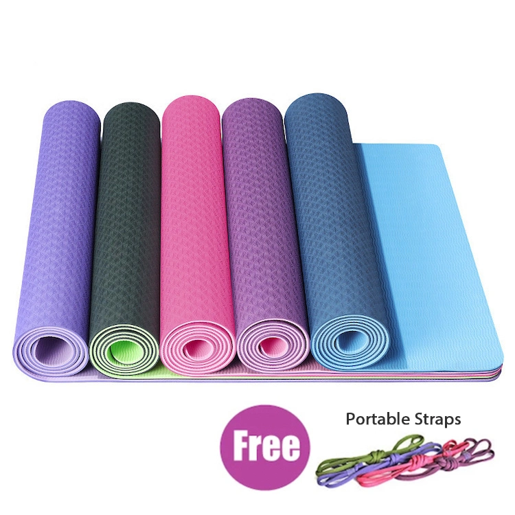 Wholesale Eco Friendly Double Color Home Gym Workout Mat, Promotional 6mm Fitness Exercise Non Slid TPE Yoga Mats, Sports Equipment Manufacturer