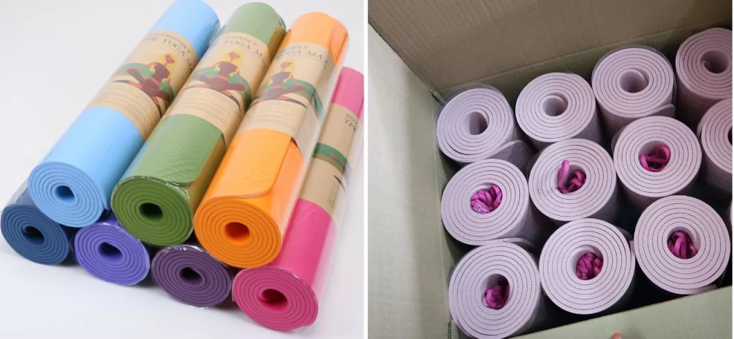 Yoga Mat with Body Alignment Certified TPE Material Textured Non Slip Cushioning 72&quot;X 26&quot; Thickness 1/4&quot;