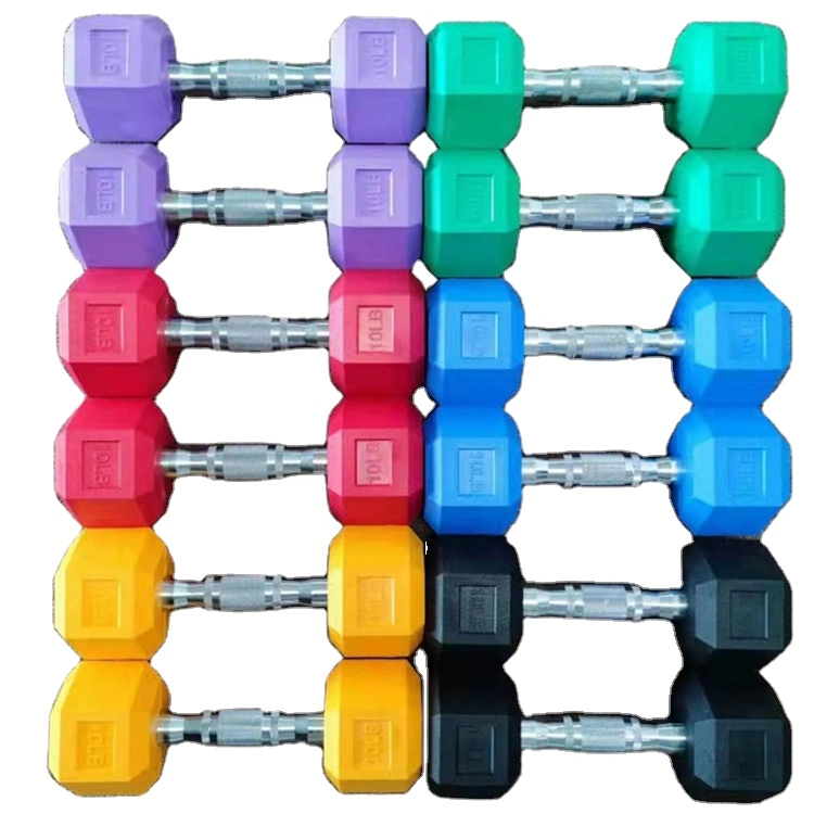 Commercial Color Hex Iron Rubber Coated Dumbbell Weight Gym Dumbbell Set