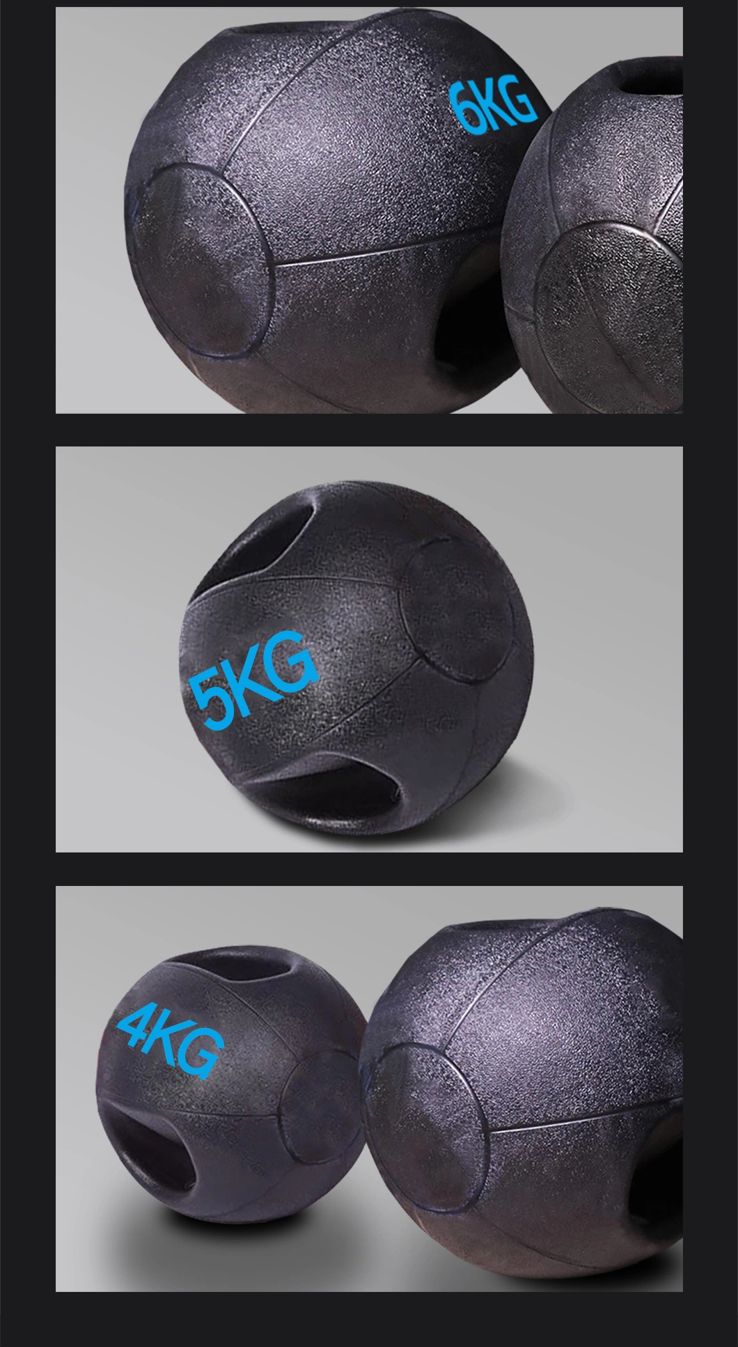 Rubber Medicine Ball with Dual Grip Exercise Weight Ball for Strength Training