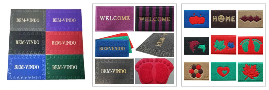 Dust Removal Custom Welcome Design PVC Spaghetti Coil Entrance Door Mat for Home Decoration