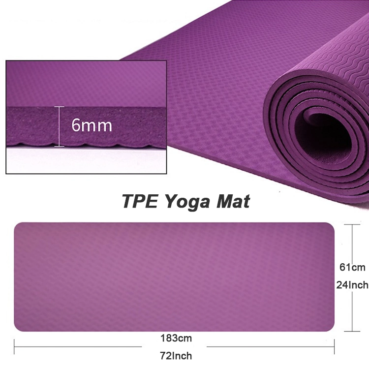 Amazon/Ebay/Wish/Shope Hot-Sale TPE Yoga Mats for Home Gym with Free Strap, Custom Brand 72&quot;X24&quot;Extra Thick 1/4&quot;Yoga Booty Pilates Fitness Exercise Training Mat