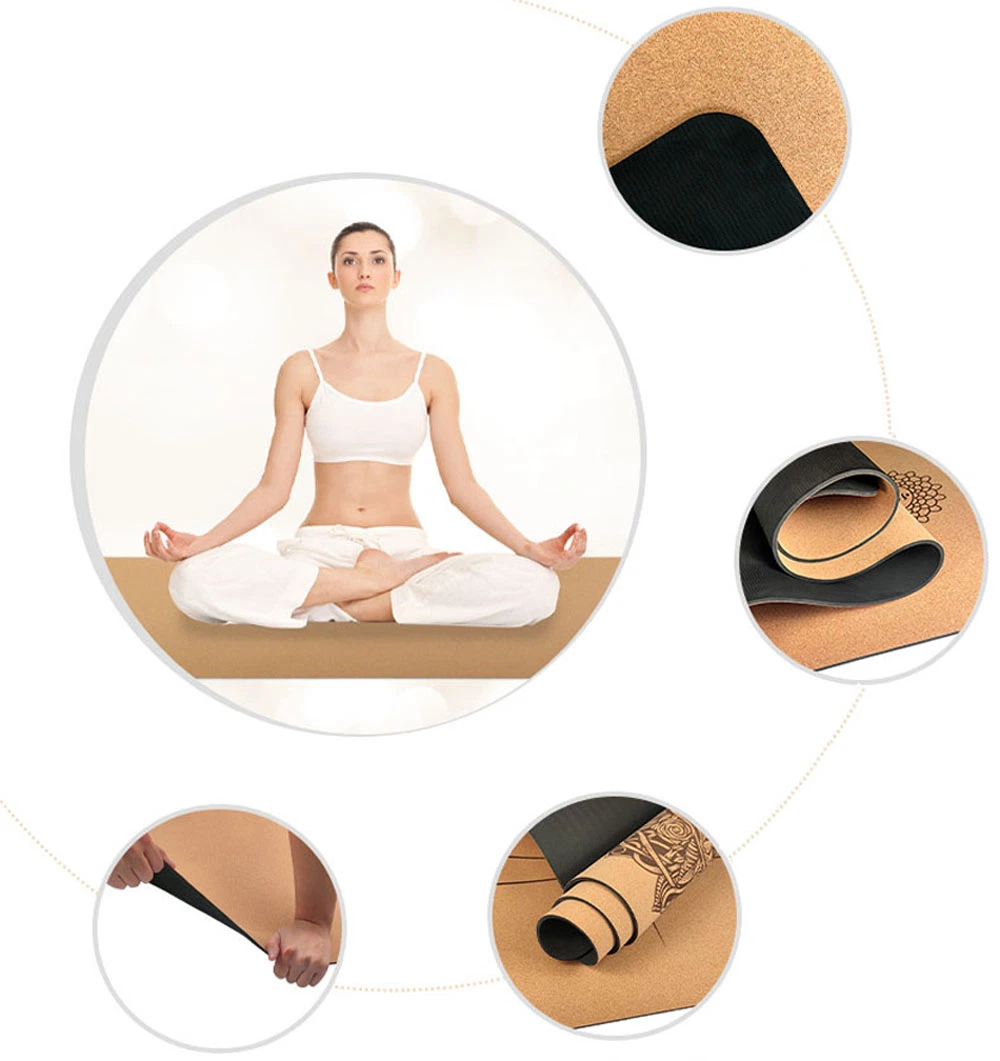 TPE &amp; Cork Yoga Mat, Natural Sustainable Great for Hot Yoga, Pilates